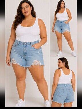 Levi’s 501 Original High Rise Distressed Denim Shorts Light Wash Size 22 NEW Raw